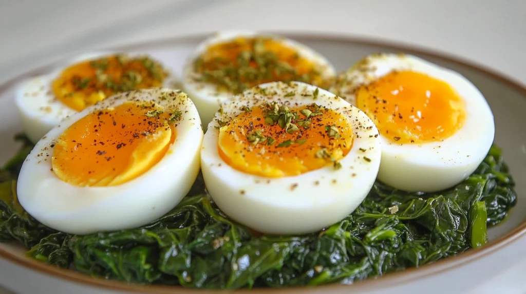 spinach with boiled eggs recipe