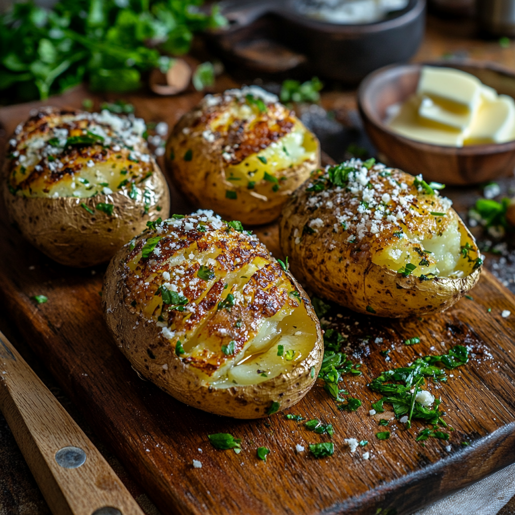 Grilled baked potatoes