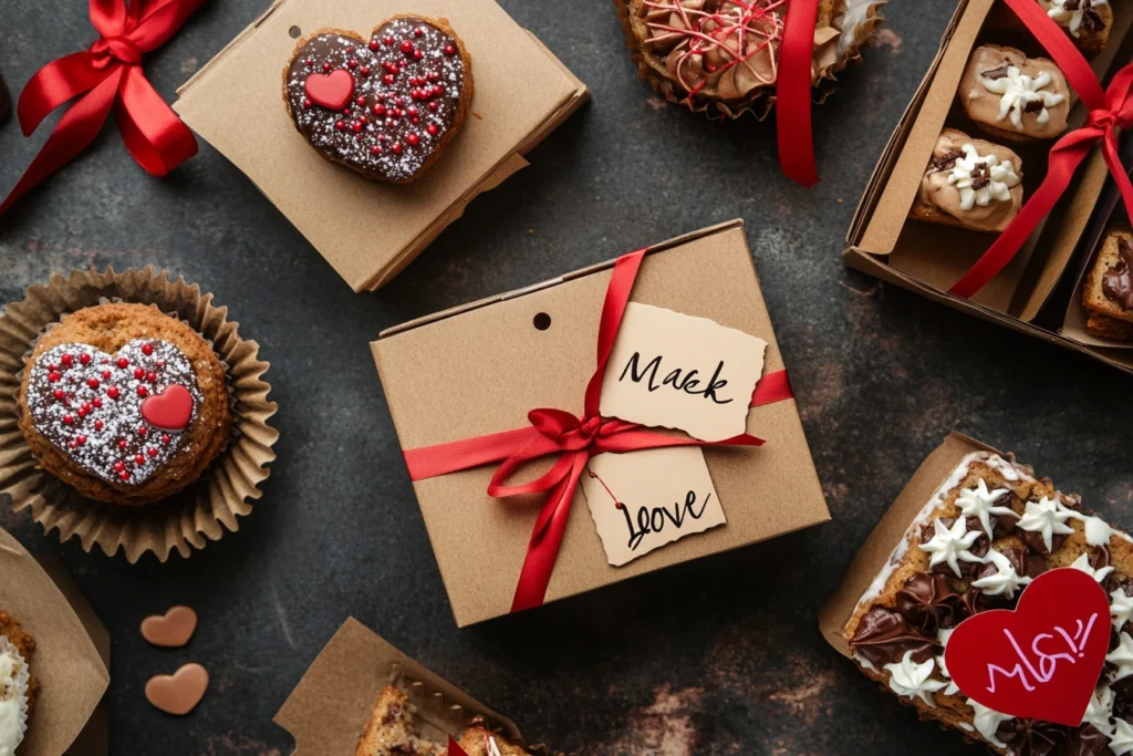 Valentine’s desserts in eco-friendly packaging.