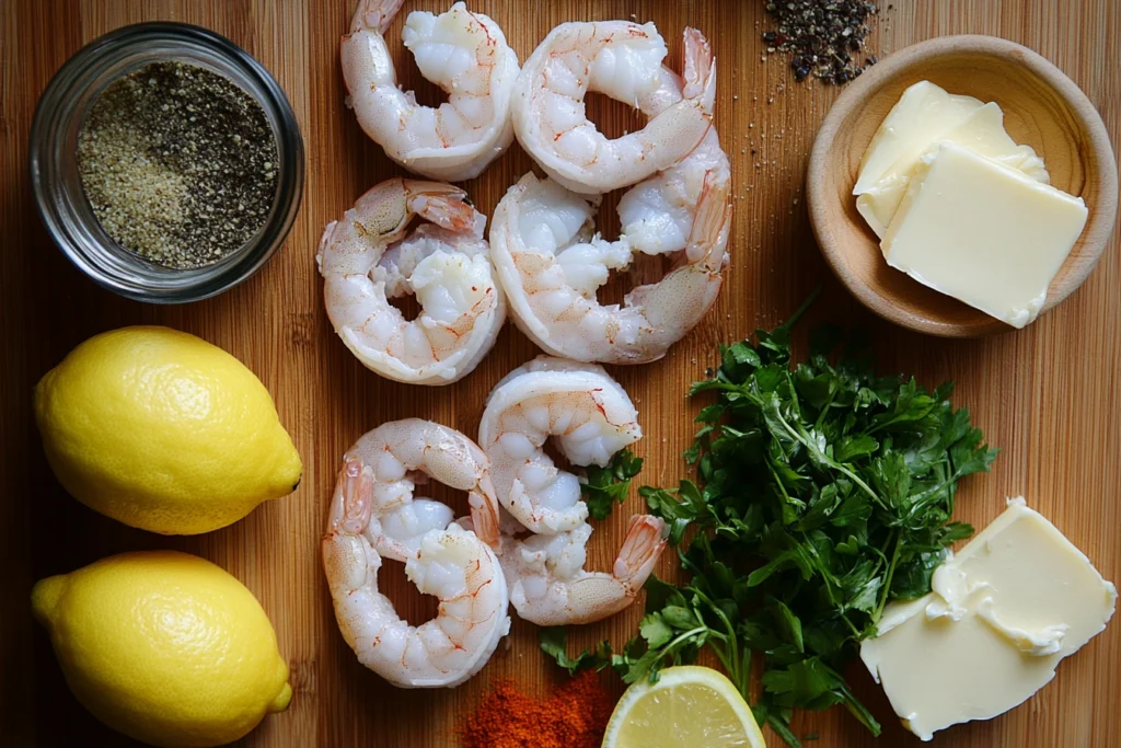 Fresh Raw Tiger Shrimp with Ingredients