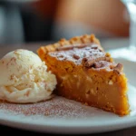 Serving Pumpkin Dump Cake with Ice Cream