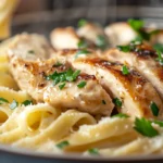 Chicken Marsala Fettuccine with creamy Marsala sauce and mushrooms