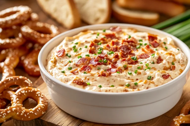 Creamy bagel dip recipe with chives and bacon