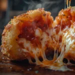 Crispy golden pizza puff with melted cheese and tomato sauce.