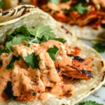 Korean BBQ tacos with kimchi and spicy mayo