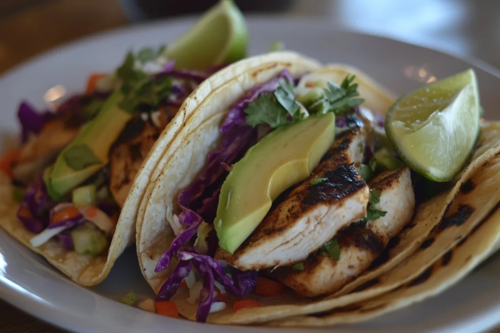 Vegan jackfruit tacos with pickled onions and cilantro