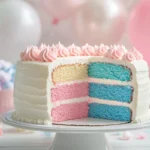 Gender reveal cake with a hidden color surprise inside.