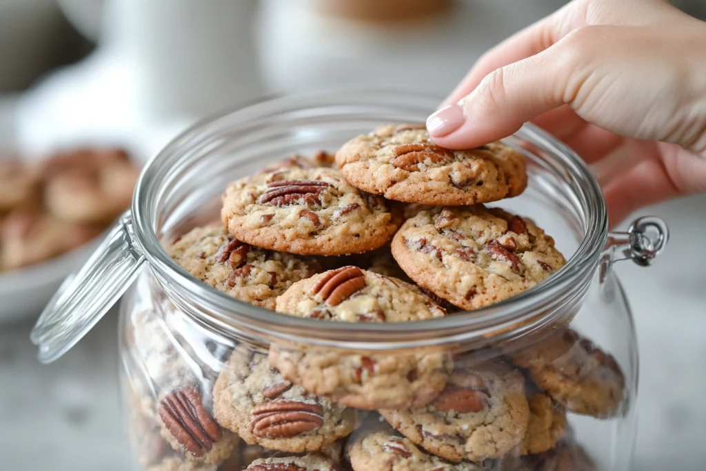 Storing pecan pie cookies in an airtight container