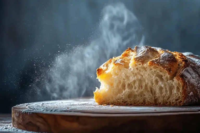 Rustic sourdough loaf with golden crust and airy texture.