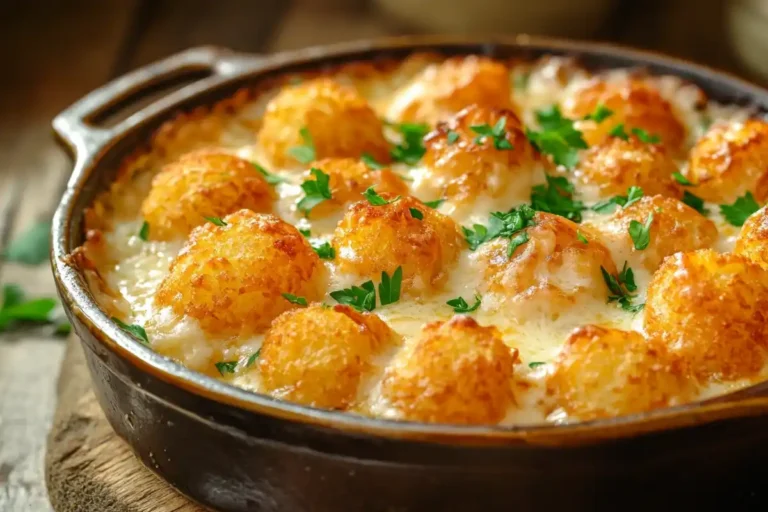 Classic Tater Tot Hotdish with crispy tater tots and creamy filling.